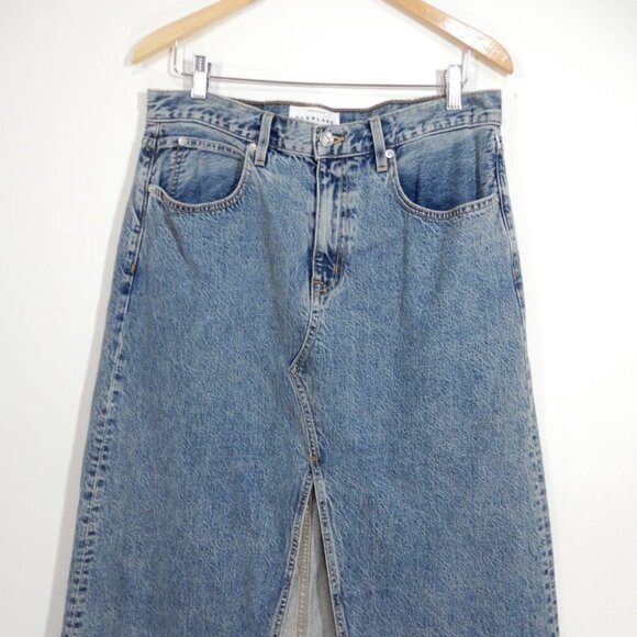 SLVRLAKE Dallas Denim Maxi SKIRT Size 31 Blue Hard Times Front Slit NEW $299 - Picture 7 of 13